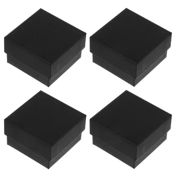 24pcs קראפט נייר תיבות הטבעת שחור תכשיטים אריזות קופסאות קטנות קופסת מתנה