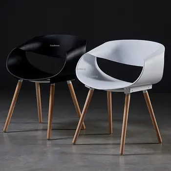 מודרני לבן פשוט חדר האוכל הכיסא משק הבית עיצוב הרהיטים בסלון פנאי פלסטיק כסא אוכל עץ מלא כיסאות