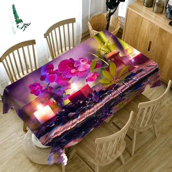 3D מפת שולחן לבנה, מגנוליה, פרח תבנית Dustproof שולחן אוכל שולחן בד חתונה קישוט שולחן החג לכסות Manteles