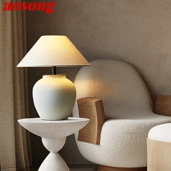 AOSONG נורדי קרמיקה מנורת שולחן אמנות מודרנית הסלון, חדר השינה המחקר הוביל מקוריות פליז שולחן אור