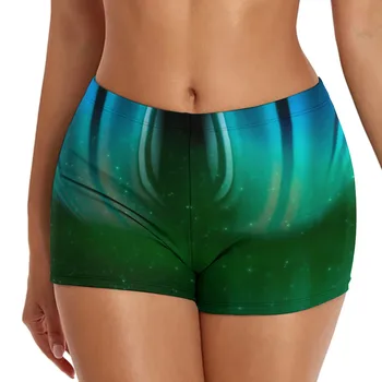 נשים לשחות מכנסיים קצרים מזדמנים אתני מודפס גבוהה המותניים בגד ים בגדי ים קרקעיות מכנסיים קצרים בגד ים תחתון רופף חזק חגורת ספורט