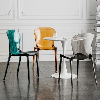 פלסטיק שקוף מטבח, כסאות אוכל נורדי ברור קפה כסאות אוכל סלון נייד Comedor ריהוט איטלקי YX50DC