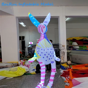 מתנפח ענק זוהר קריקטורה ארנב אוויר לפוצץ את ארנב הפסחא עם אור LED ילדים ספקי צד אירוע פרסום אביזרים