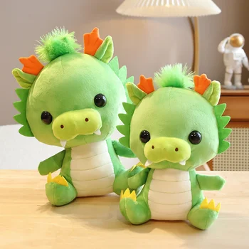 Kawaii ירוק דינוזאור צעצוע קטיפה, פרווה של חיות רך חמוד דרקון אנימה בובת כרית צעצועים לילדים בנות מתנת יום הולדת עיצוב חדר