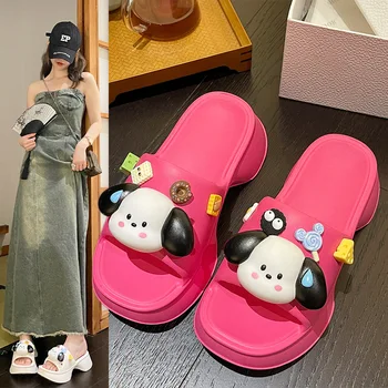 Kawaii Sanrio Pochacco אופנה נשים נעלי בית קריקטורה להסרה העקב סנדלי קיץ בכיכר הפה Matsuke הבלעדי אווה נעליים רכות