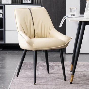 לבן מודרני, כיסאות חדר האוכל עור נייד יוקרה כיסאות בחדר האוכל הנורדי עיצוב המטבח Poltrona ריהוט הבית MQ50CY