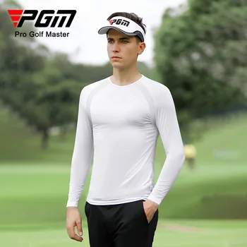 PGM גברים גולף חולצה חולצות, אנטי-UV רך גולף ביגוד לגברים הגנה מפני השמש תחתונים ארוך שרוול אלסטי גולף ללבוש YF181