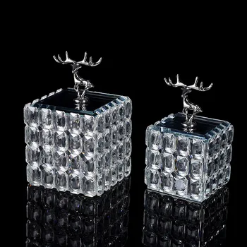 סקנדינביה קריסטל מרובע שיכור זכוכית קריסטל תיבת תכשיטים Office Home הסלון יפנית מלון קישוט