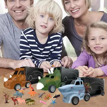 דינוזאור משאית חיה משאית לילדים הנדסת רכב חינוכי מציאותי דינוזאור צעצוע משחק עבור בנים בנות ילדים