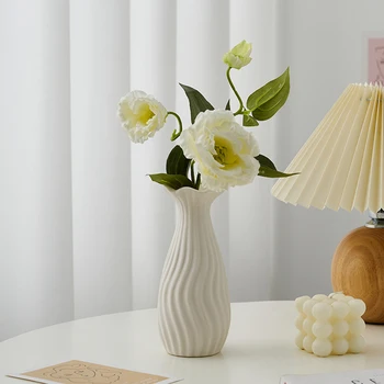מודרני בסגנון פשוט נורדי קישוט הבית הלבן אגרטלי קרמיקה בסלון עיצוב שולחן אביזרים בקבוק, אגרטל פרחי קישוט