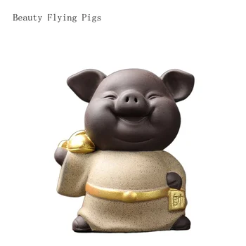 יצירתי הסגול חול גודל קטן Wufu חזיר תה מחמד קישוט תה אמנות ערכת תה עזרים מלאכותיים בעלי חיים עיצוב חדר