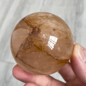 60mm טבעי ברור כדור קוורץ מלוטש צהוב מינרל קריסטל כדור קישוט הבית רייקי ריפוי אבן עם בסיס 02