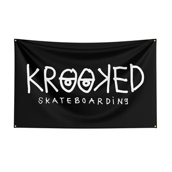 90x150cm Krookeds דגל פוליאסטר Prlnted סקייטבורד באנר עבור עיצוב ft דגל