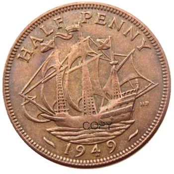 1949 הממלכה המאוחדת חצי פני מטבעות ישנים נהדר Brittain בציר להעתיק מטבעות