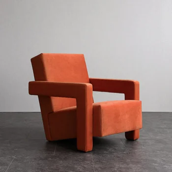 מרפסת קומה טרקלין הכיסא משענת יד ספה מעץ מלא עור אדום כיסאות יחיד מקורה Chaises-סל אבוס נורדי רהיטים