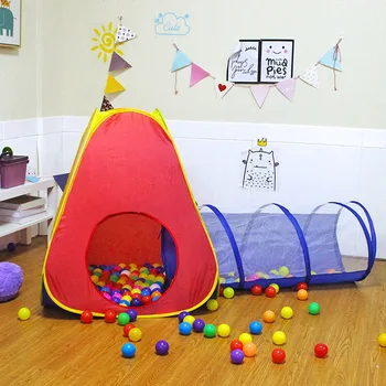 ילד מקורה מנהרה 2 ב 1 האוהל הבית צעצועים לשחק מתקפל ילדים זוחלים נייד בריכת כדורים קטנה בתים עבור בנים ילדים מתנה