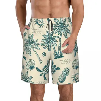 אננס הדפסת 3D הקיץ של גברים מכנסיים קצרים החוף הוואי פנאי בסגנון שרוך הביתה קצרים.