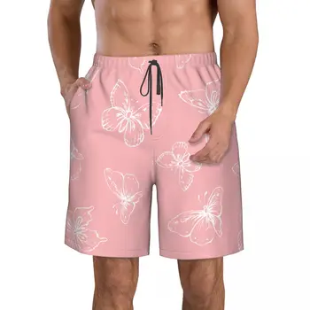 פרפר הדפסת 3D הקיץ של גברים מכנסיים קצרים החוף הוואי פנאי בסגנון שרוך הביתה קצרים.