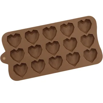 15 חללים מיני הלב שוקולד עובש סיליקון יהלום תבניות ממתקים סוכריות גומי בצורת ג ' לי עובש עוגת קישוט אביזרים