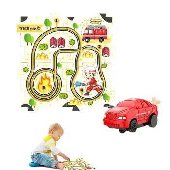 מכונית מרוץ מסלול חינוכי אינטראקטיבי הרכב לאתר DIY ילדים צעצועים לחג המולד, מתנת יום הולדת מכוניות צעצועים עבור ילדים בגיל הרך ילדים