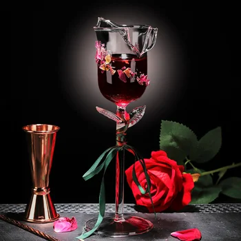 רוז צורת גביע כוס קוקטייל חתונה בר מיוחדות במסעדה קינוחים אוכל זכוכית פרח ערבוב יין כוסות מיץ כוס