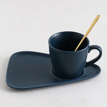 260ML פנום פן כוס קפה ספלים יצירתי להגנת הסביבה קפה, כלי זהב כף צלחת להגדיר מתאים Coffic