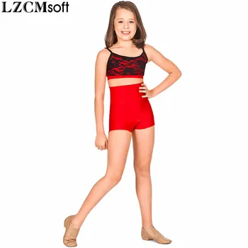 LZCMsoft ילד גבוה עם קו מותן התעמלות קצרים עבור בנות טייץ לייקרה שחור ריקוד בלט קצרים על בנים על הבמה ללבוש.