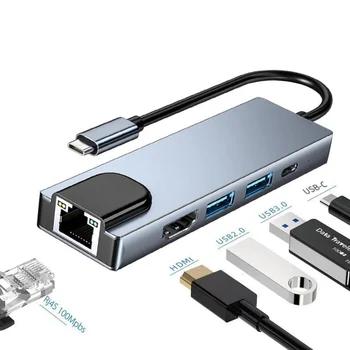 USB C-Hub 5 1 סוג C 3.1 ל-4K מתאם HDMI עם RJ45, HDMI משטרת קורא כרטיסים מהיר תשלום עבור MacBook למחשב נייד מחשב נייד מחשב