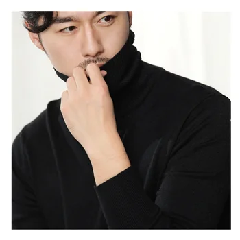 הסתיו-חורף החדשה של גברים קוריאנים גבוהה הצוואר סוודר סריגים לגברים אופנה עסקי מזדמן התחתון גדול רופף סוודר K0008