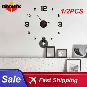 1/2PCS זוהר שעון קיר Frameless אקריליק DIY שעון דיגיטלי מדבקות קיר שקט שעון הסלון חדר השינה הקיר במשרד