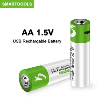 USB AA נטענות סוללות 1.5 V 2600MWh Li-ion סוללת עבור שלט רחוק, עכבר צעצוע חשמלי סוללה