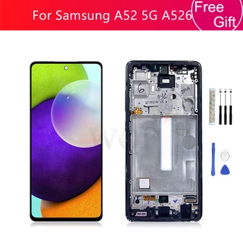 Amoled עבור Samsung Galaxy A52 4G A525 תצוגה מסך מגע LCD דיגיטלית להרכבה עם מסגרת עבור Samsung A525 החלפת תיקון
