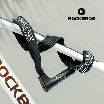 ROCKBROS שרשרת אופניים מנעול 4 ספרות קוד מנעול אופניים עם 2 מפתחות חיצונית אנטי-גניבה שרשרת מנעול לחזק Safty אופניים אביזרים