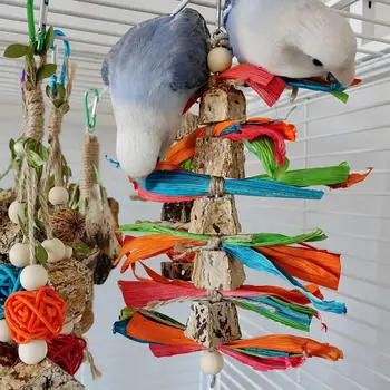ציפור צעצועים צבעוניים תלויים ללעוס תוכי צעצועים תוכי פאזל הכשרה הקלה ביס מחרוזת הכלוב דקורטיביים אביזרים ציפור