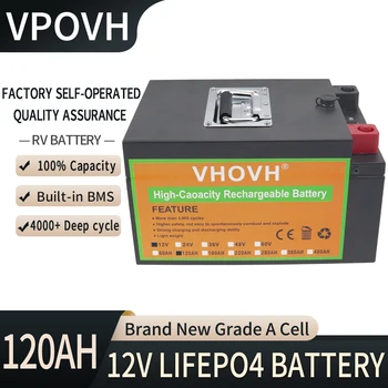 12V 120Ah LiFePO4 סוללת ליתיום ברזל פוספט סוללה מובנית BMS 4000+ מחזור החלפת רוב כוח גיבוי הביתה אחסון אנרגיה
