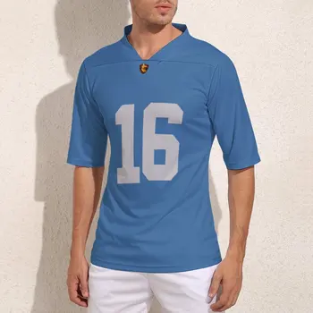 התאמה אישית של דטרויט לא 16 כחול חולצות כדורגל משובח עבור זכר רוגבי ג ' רזי ספורט בהתאמה אישית חולצת כדורגל