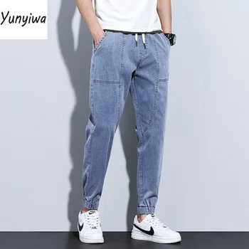 אביב קיץ ג ' ינס של גברים אצן הרמון מכנסיים כותנה הקרסול התאגדו שאיפה חופשי Harajuku סגנון קרן רגל מזדמנים מכנסיים היפ הופ 4XL