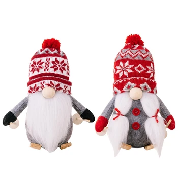 1 חתיכה קישוט חג המולד לסרוג כובע המזחלת רודולף בובת פנים Gnome בובת חג המולד קישוט האספקה
