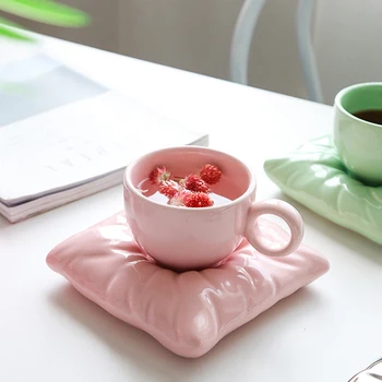 קרמיקה כוס קפה, כוס חמוד כרית כרית קישוט אחר הצהריים כוס תה להגדיר את שולחן העבודה בבית המודרני קישוט שולחן העבודה