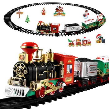 חג המולד הרכבת חידה 3D עבור מבוגרים, ילדים חג המולד הרכבת עם אורות וצלילים מסילת תפאורה חג המולד DIY מודל