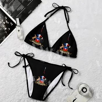 גאה צ ' ילה המעיל של נשק קוד מפת 3D הדפסה נשים נשים מיקרו ביקיני סט קיץ Beachwear סקסי חוף, בגדי ים.
