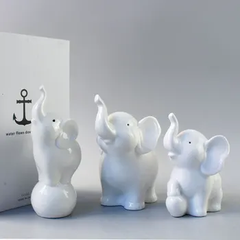 Morden קרמיקה אמנות דמויות מקסימות חיה קטנה פיל פסלון זעיר שולחן העבודה קישוטים הביתה טלוויזיה ארון עיצוב