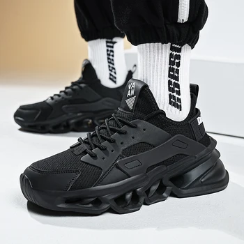 ספורט ריצה לגברים נעליים אויר רשת לנשימה גברים נעלי ספורט חדש ריפוד מזדמנים נעליים שחורות קל Zapatillas דה Deporte