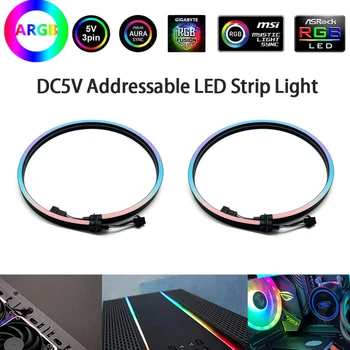 DC5V חלום הצבע RGB LED אור ניאון להתפשט לוח האם למיעון 3Pin דיגיטלי גמיש הרכבה מחשב תאורה אחורית הילה סנכרון 550mm