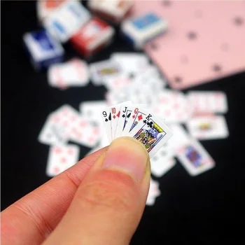 מיניאטורות משחקי פוקר מיני קלפי משחק מיניאטורי לכרטיסי בובות אביזר קישוט הבית באיכות גבוהה משחק קלפים