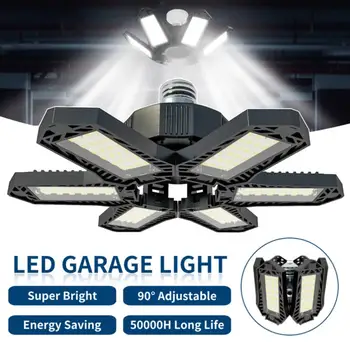 6 להבים עיוות LED מוסך אור E27/E26 מתכוונן חנות העליון מנורת תקרה מקצועי מחסן מאוורר מתקפל מנורות