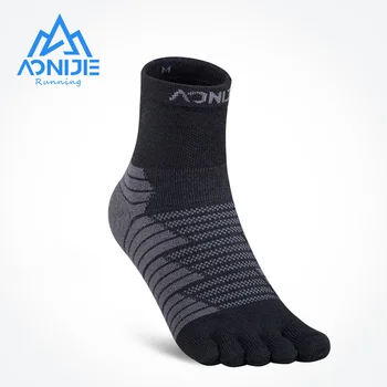 זוג אחד AONIJIE E4819 ספורט התיכון צינור הבוהן גרביים רבע אתלטי חמש אצבעות גרביים מעובה טרי על ריצת מרתון