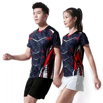 גברים נשים שרוול קצר ספורט פינג פונג בדמינטון החולצה,טניס שולחן כדורעף משחק ריצת אימון חולצות בגדים