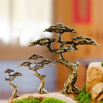 מיני ברוך אורן פסלון זעיר נחושת קטנה דמוית עץ בעיצוב בונסאי עץ פסלי נוף מיניאטורי קישוטים