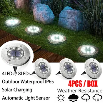 4PCS סולארית LED מנורת רצפה 4LED/8LED חיצונית הדשא אור עמיד למים מתחת לאדמה מנורות דשא קישוט גינה מרפסת חצר